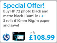 HP 72 inks and paper offer