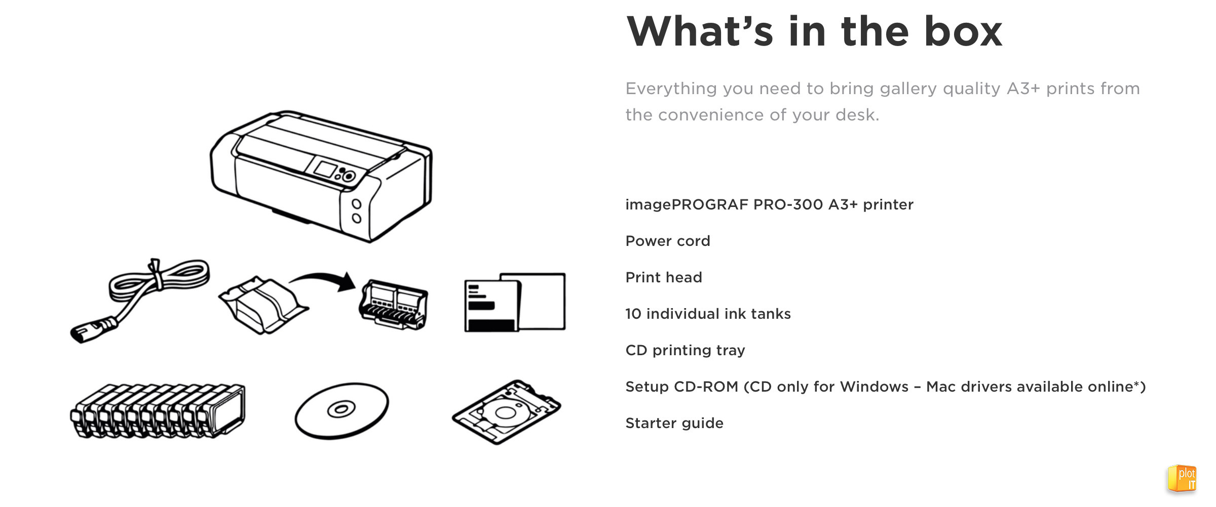 Canon imagePROGRAF PRO-300_WHAT'S IN THE BOX_PLOT-IT