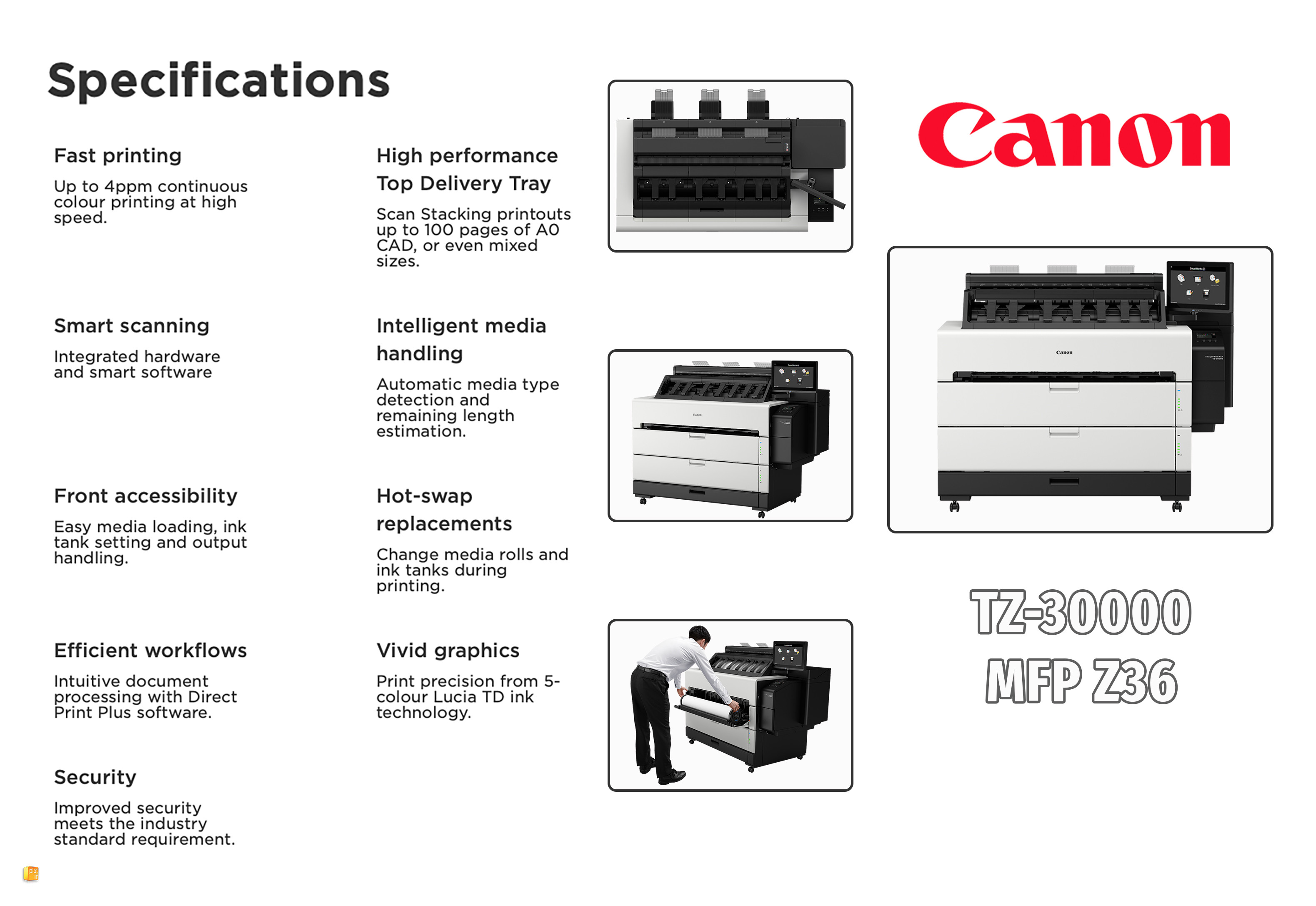 CANON TZ-30000 MFP Z36 SPECS