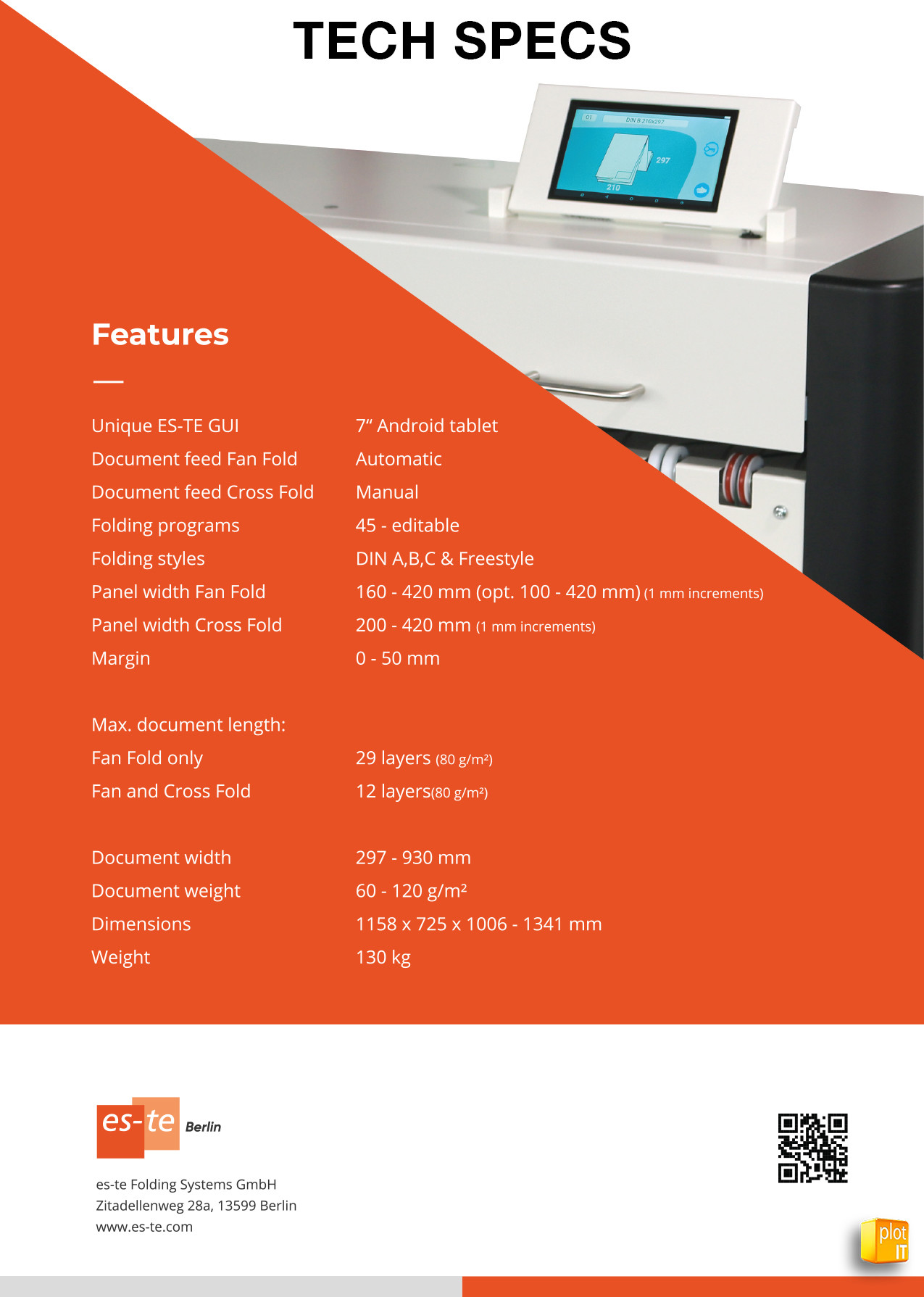 es-te estefold 3001 tech specs