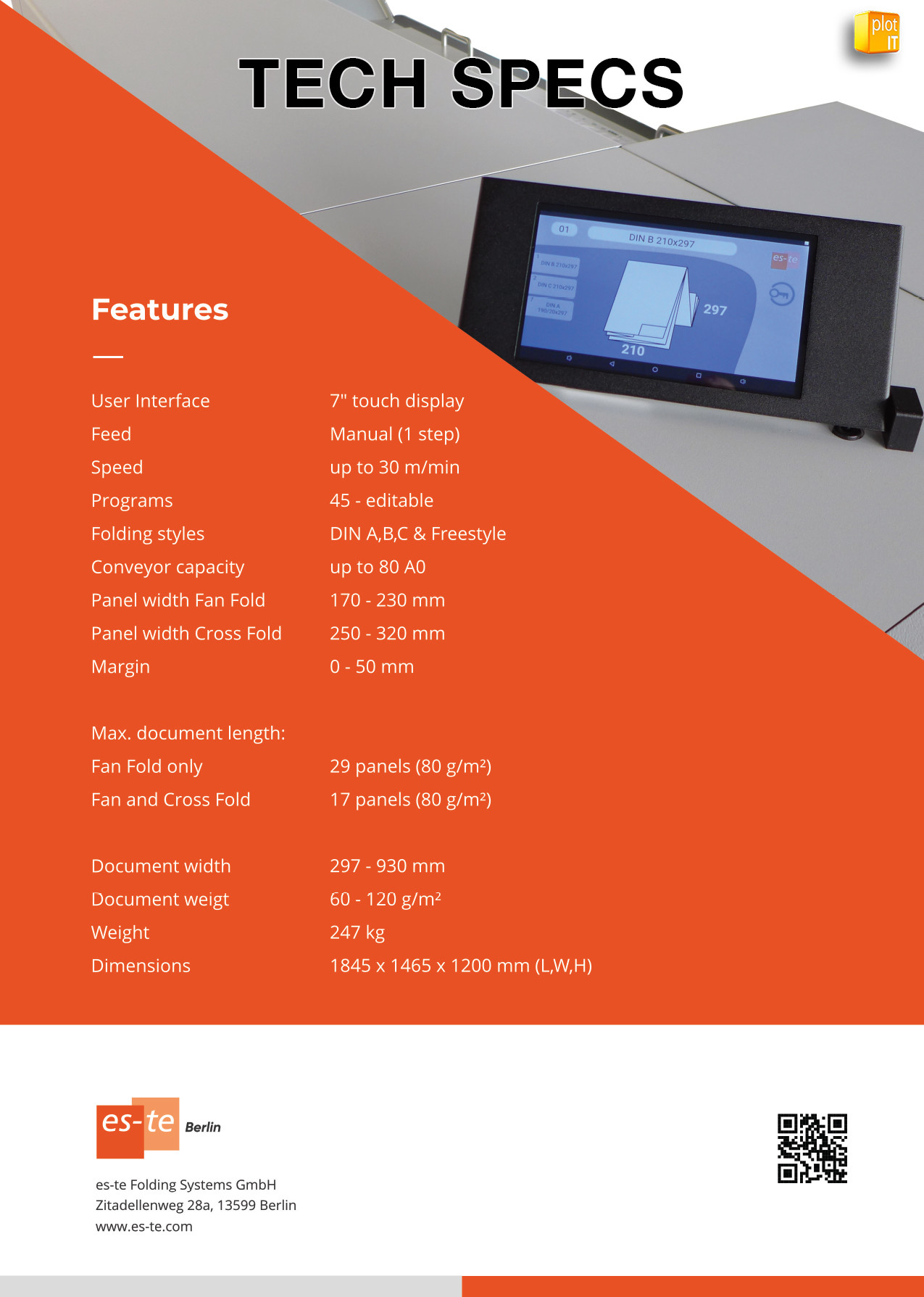 es-te estefold 3010 tech specs