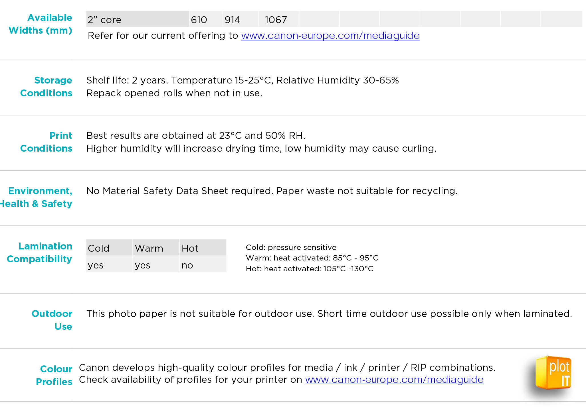 Oce IMJ260 Additional Info