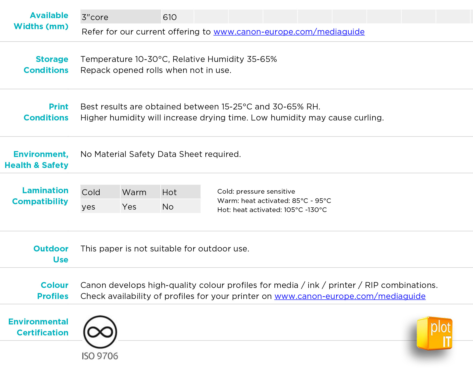 Oce IMJ272C Additional Info