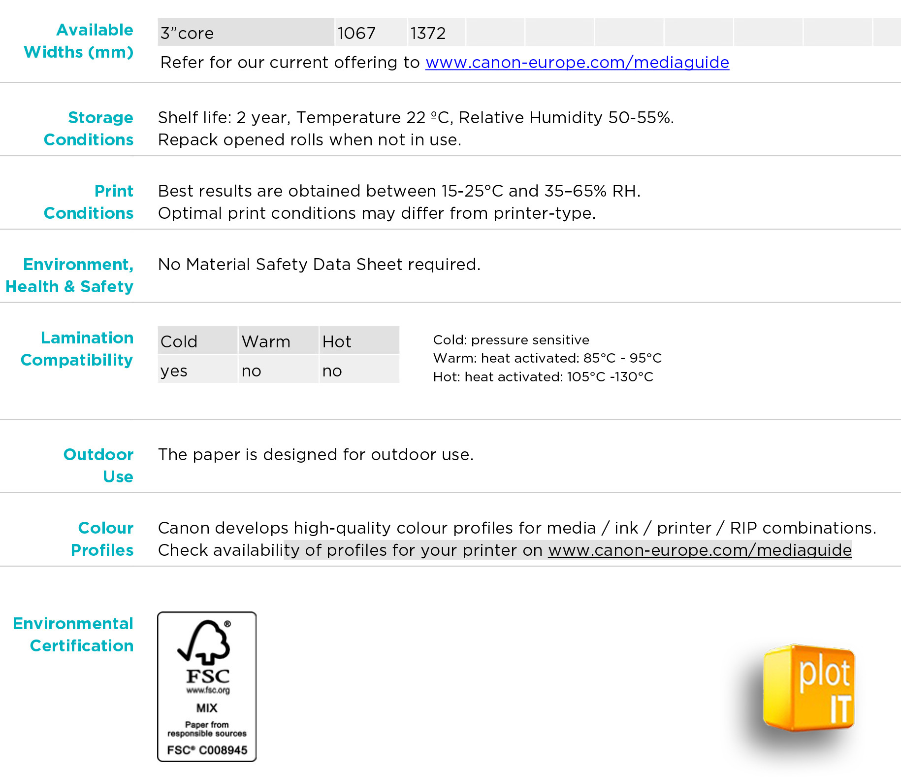 Oce IMJ634 Additional Info