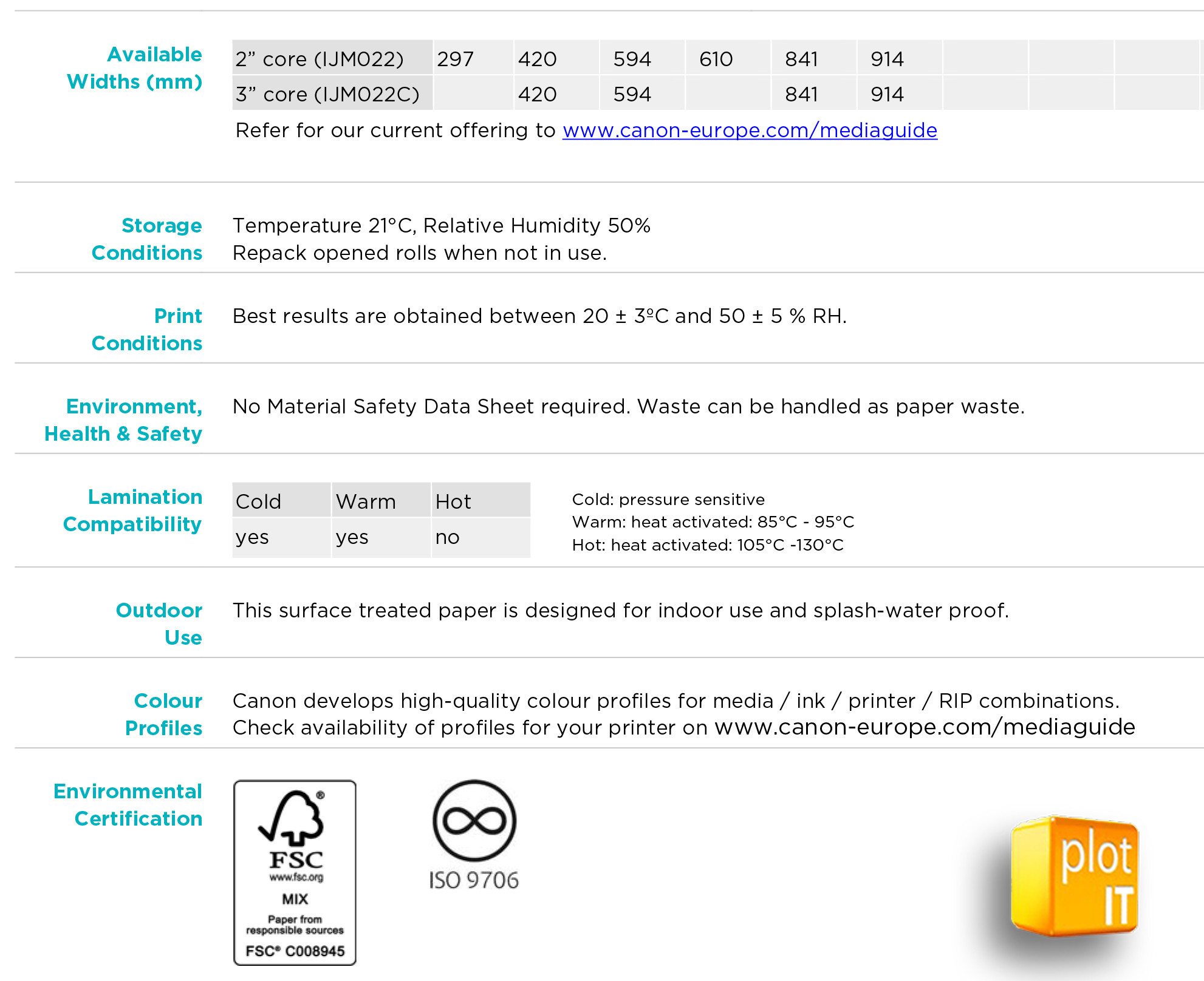 Oce IMJ022 Additional Info