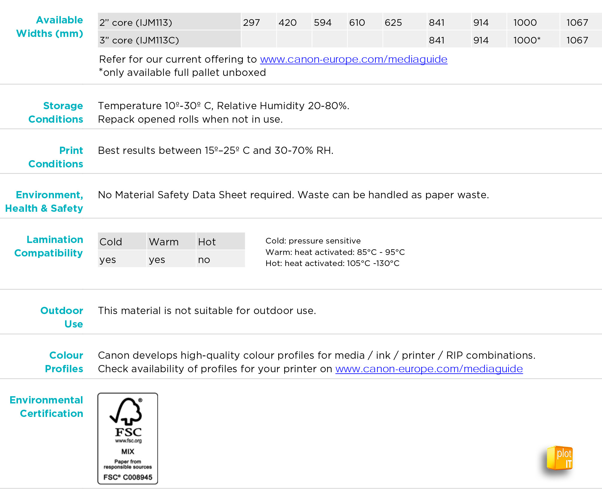 Oce IMJ113 Additional Info