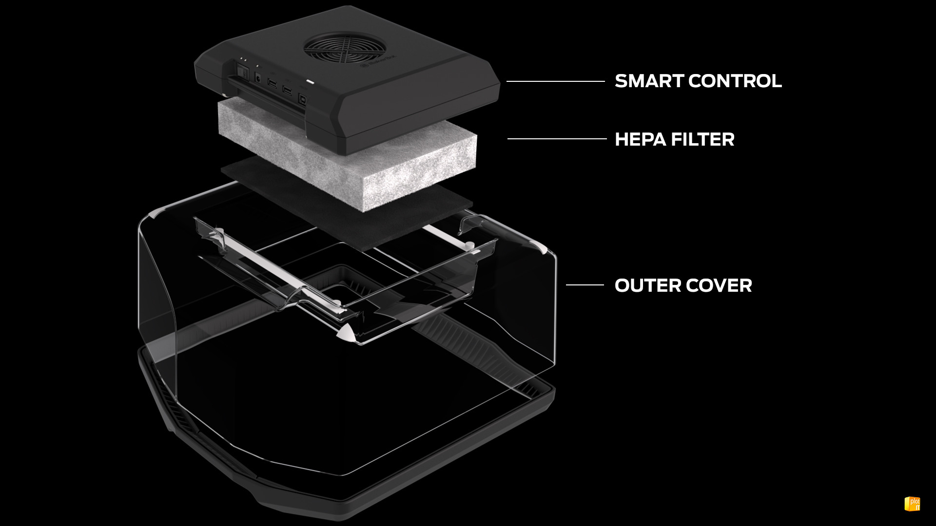 MAKERBOT CLEAN AIR SYSTEM exploded view