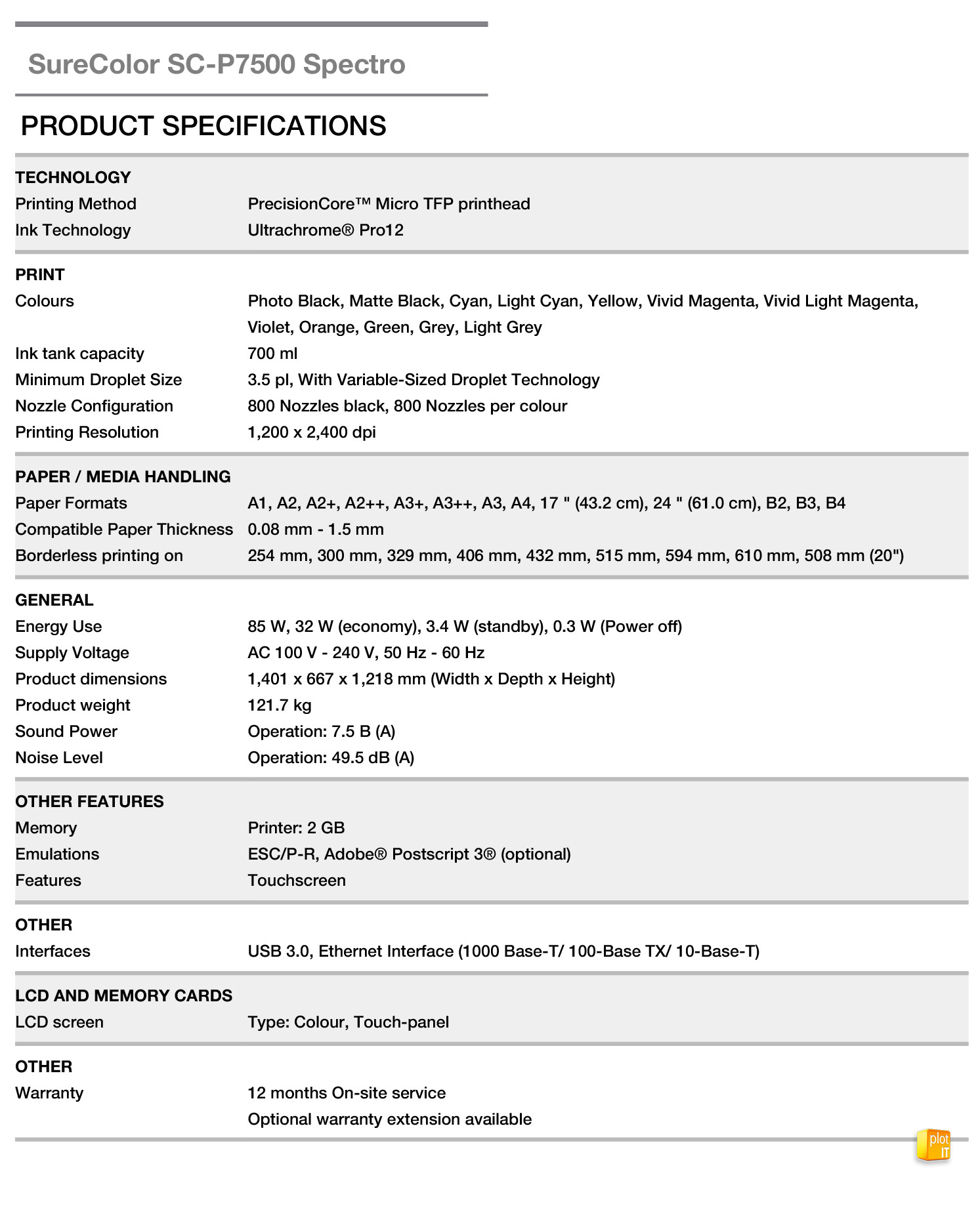 SC-P7500 SPECTRO_C11CH12301A3_TECH SPEC