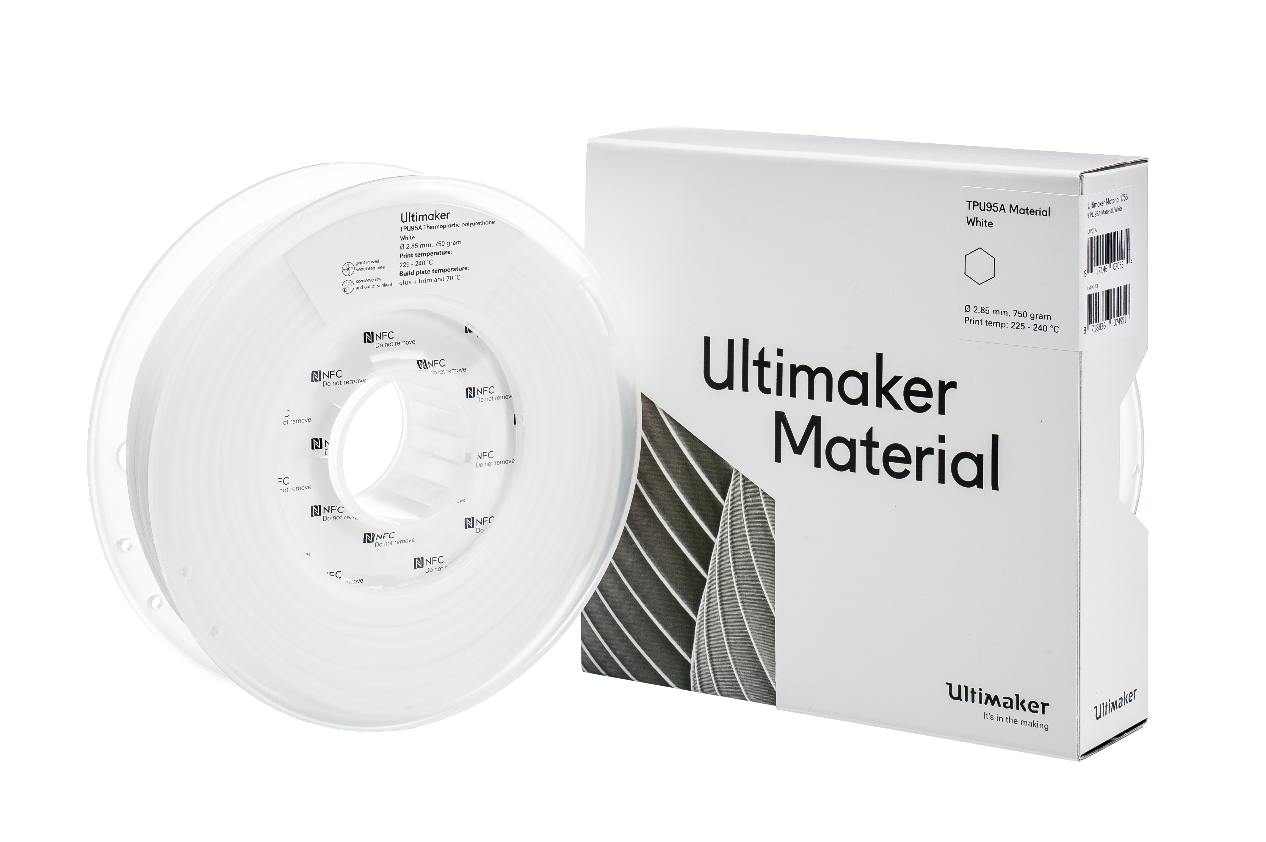 ULTIMAKER TPU 95A WHITE FILAMENT