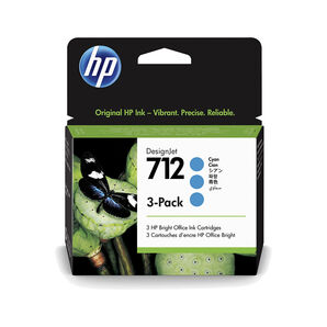 HP 712 3ED77A DesignJet T230 T250 T630 T650 & Studio Cyan 29ml Ink Cartridge (3 Pack)