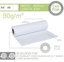CAD PLOT 420mm x 45m 90gsm (2 rolls).jpg - CAD Plot Inkjet Plotter Paper 90g/m A2 420mm x 45m roll (2" core) (BOX 2)