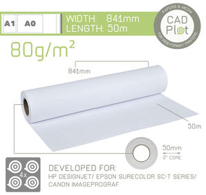 CAD Plot 80 Inkjet Plotter Paper 80g/m² 33" 841mm x 50m (2" core) (BOX 4)
