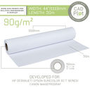 CAD Plot 44 inch inkjet plotter paper - CAD Plot 90 90g/m² 44" 1118mm x 50m Plotter Paper roll | Ideal for HP DesignJet