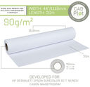 CAD Plot 44 inch inkjet plotter paper - CAD Plot 90 Inkjet Plotter Paper 90g/m 44" 1118mm x 50m roll