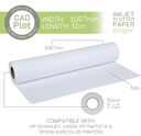 CAD Plot Inkjet Plotter Paper 140g/m 42 - CAD Plot Inkjet Plotter Paper 140g/m 42" 1067mm x 30m roll (2" core)
