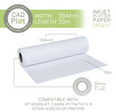 CAD Plot Matte Inkjet Plotter Paper 140g/m 23.5 - CAD Plot 140 Inkjet Plotter Paper 140g/m A1 594mm x 30m roll (2" core)