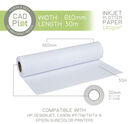 CAD Plot Inkjet Plotter Paper 140g/m 24 - CAD Plot 140 Inkjet Plotter Paper 140g/m 24" 610mm x 30m roll (2" core)