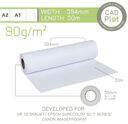 CAD PLOT_ROLL SIZE VARIATION_594x50_90gsm (single) - CAD Plot Inkjet Plotter Paper 90g/m A1 594mm x 50m roll (2" core)