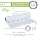 CAD Plot Inkjet Plotter Paper 90g/m 24 - CAD Plot Inkjet Plotter Paper 90g/m 24" 610mm x 50m roll (2" core)