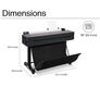 HP DesignJet T650 36 Printer (2025 Edition) (5HB10D): HP DesignJet T650 DIMENSIONS