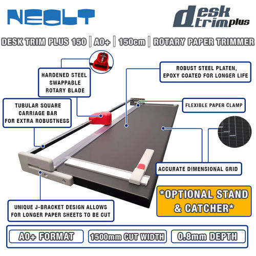 Neolt Desk Trim 150 | 1.5mt 150 cm 1500 mm Rotary Paper Trimmer Cutter with Stand