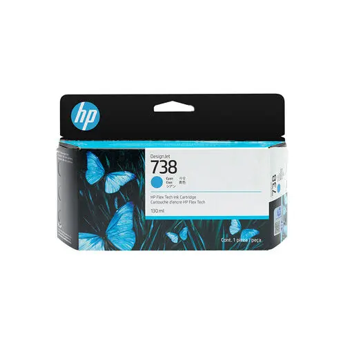 HP 738 Cyan DesignJet Ink Cartridge 130ml (T850 / T950) (498N5A)