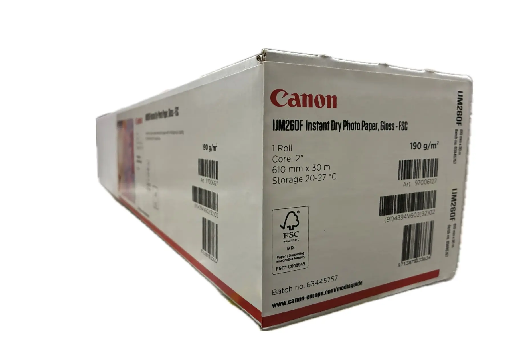 Canon IJM260F Instant Dry Photo Paper Gloss FSC® 190g/m² 97006127 24″ 610mm x 30m roll