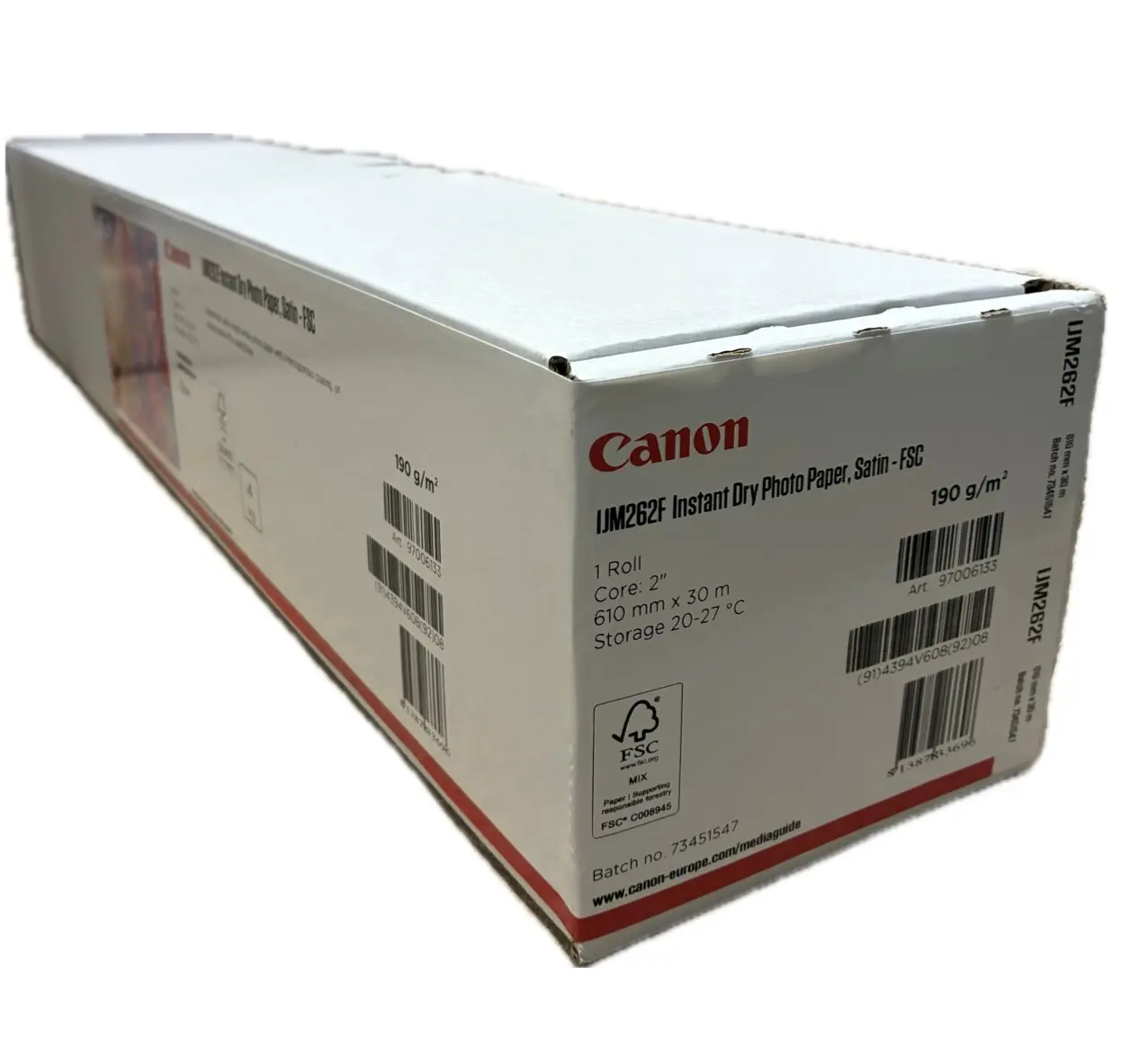 Canon IJM262 Instant Dry Photo Paper Satin FSC® 190g/m² 97006135 42″ 1067mm x 30m roll