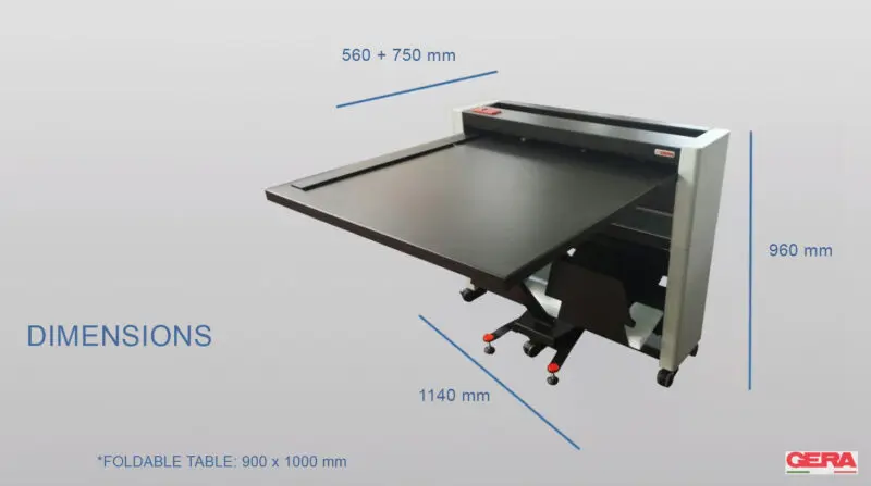 GERAFOLD 218 Dimensions 560+750mm x 1140mm x 960mm