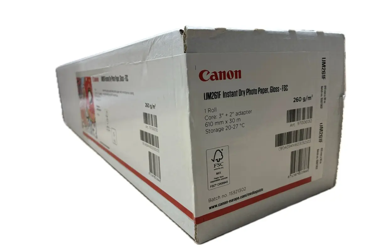 Canon IJM261F Instant Dry Photo Paper Gloss FSC® 260g/m² 97006131 A0 36″ 914mm x 30m Inkjet roll