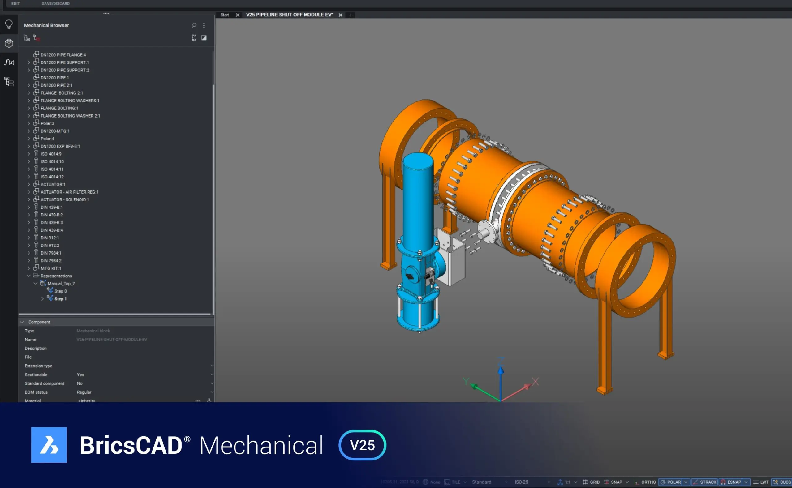 BricsCAD Mechanical V25 interface showcasing smart and easy-to-use mechanical CAD tools for 3D modelling and design.