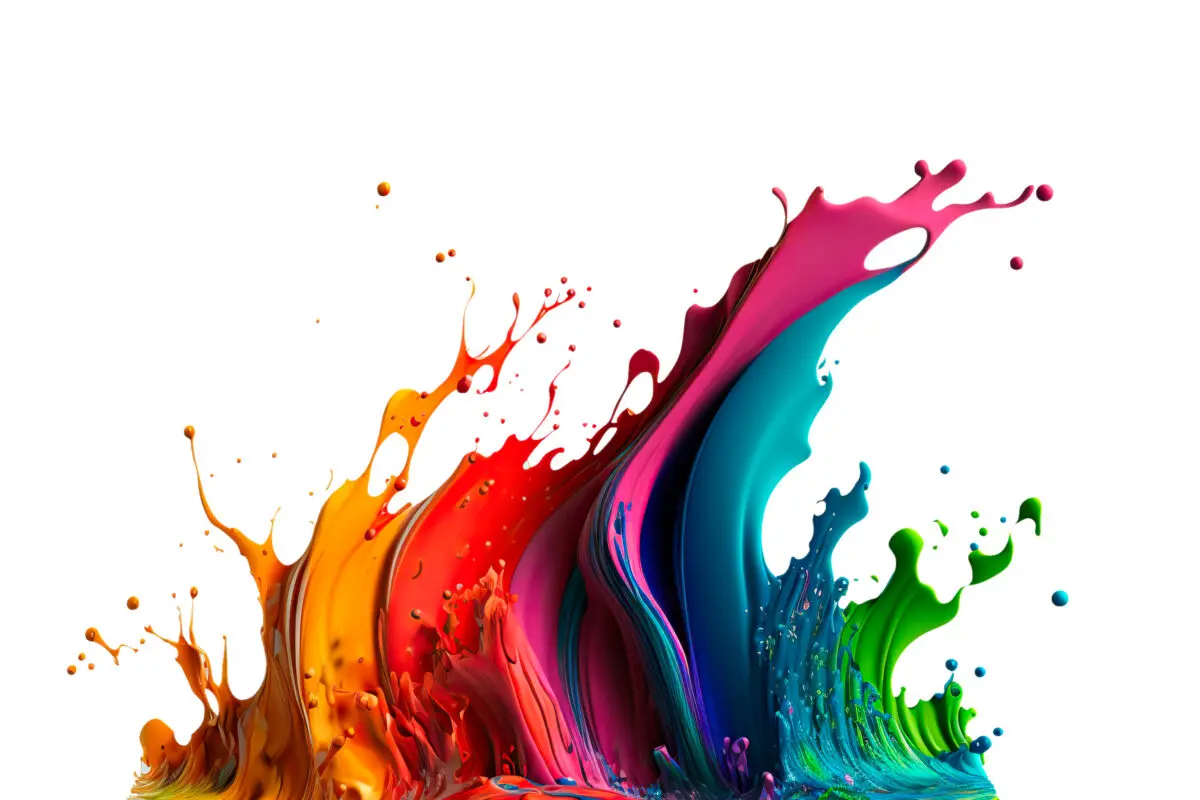 coloured ink splashes on a white background