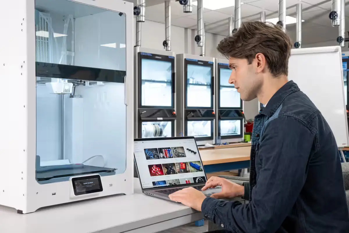 Ultimaker S8 3D printer in a professional workspace