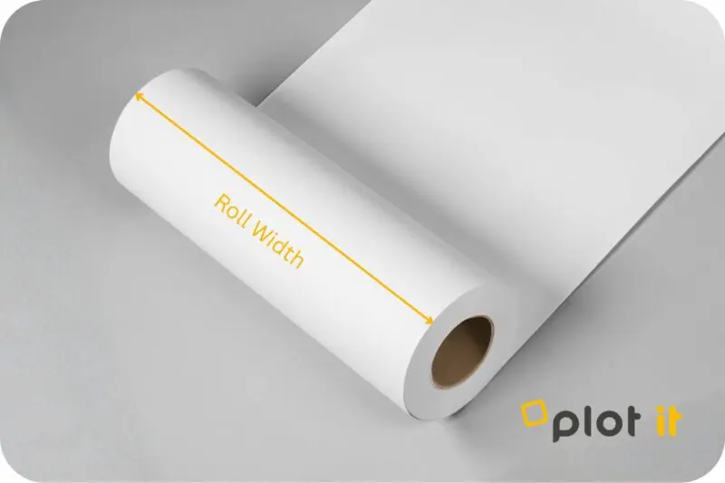 Roll of paper with roll width indicator