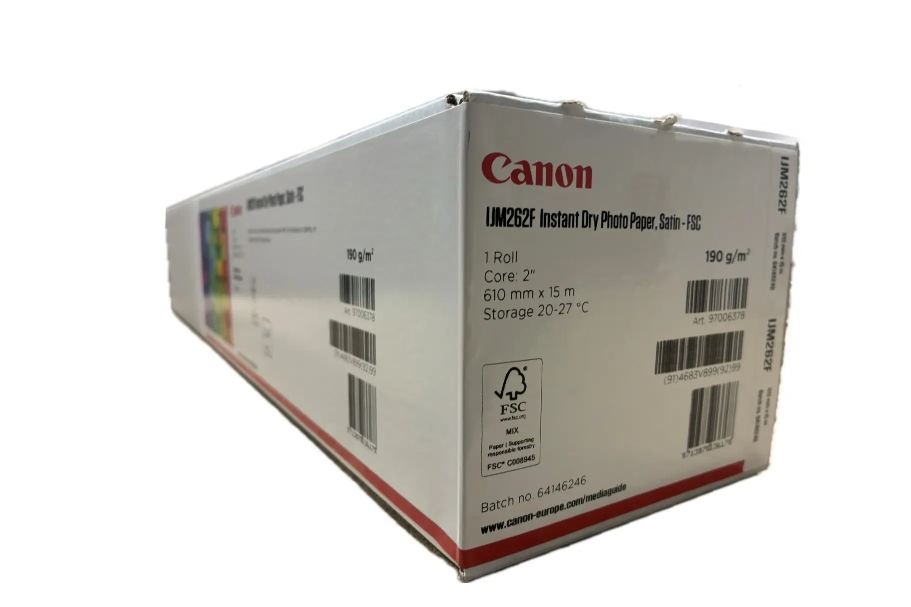 Canon IJM262F Instant Dry Photo Paper Satin FSC 190g/m² 97006378 24″ 610mm x 15m roll