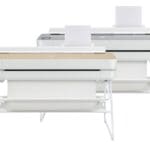 HP Studio A0 Printer in wood and steel finish, front facing