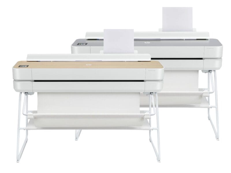 HP Studio A0 Printer in wood and steel finish, front facing