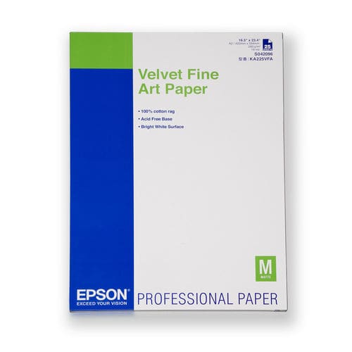 Epson Velvet Fine Art Paper A2 – 260gsm (25 Sheets)