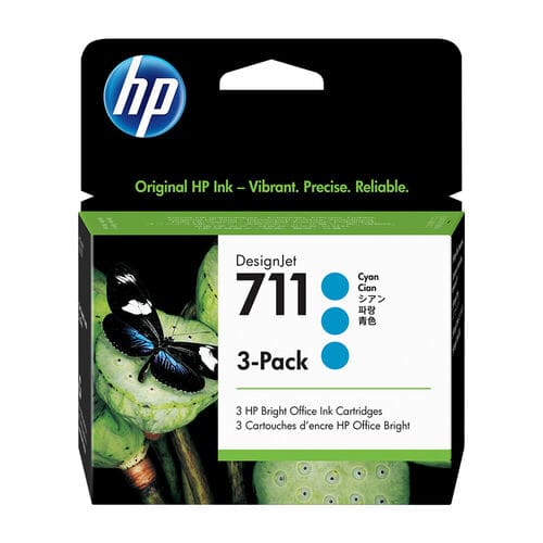 HP 711 Cyan Ink Cartridges (3 Pack) – 29ml each