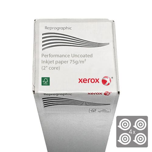 Xerox Performance Uncoated Inkjet paper (FSC) 75g/m² 003r97741 24″ 610mm x 50m (4 rolls)
