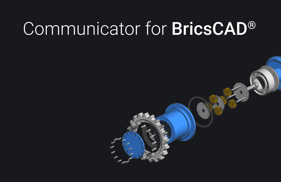 BricsCAD Communicator interface showing CAD file translation and collaboration tools for seamless design sharing.