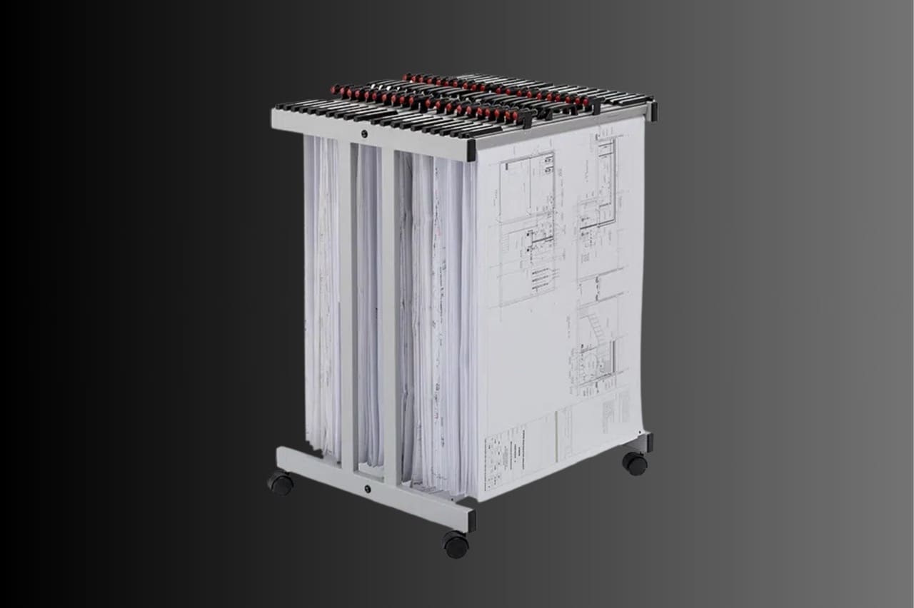 VistaPlan drawing hangers neatly organising large format documents