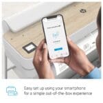 A1 HP DesignJet Studio plotter with a phone showing wi-fi connection