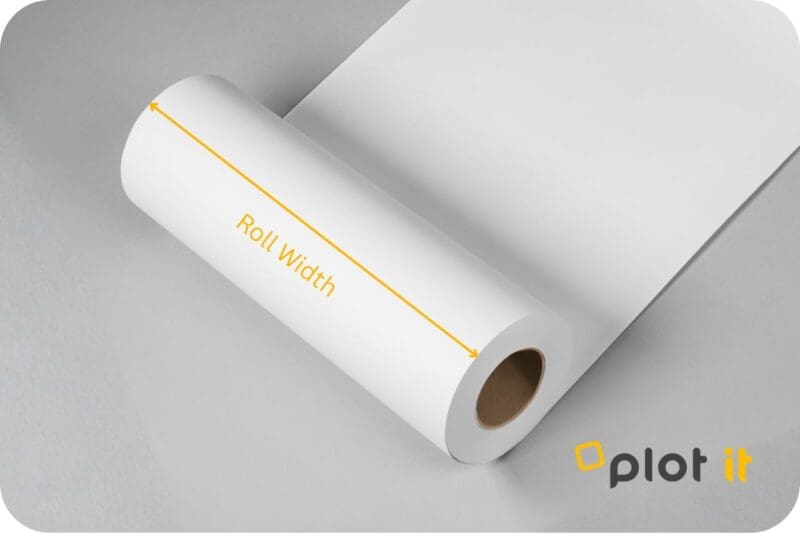 Roll of paper with roll width indicator
