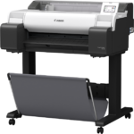 Canon imagePROGRAF TM-500 A1 printer on its stand with media basket